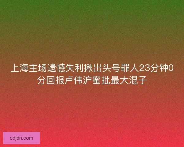 上海主场遗憾失利揪出头号罪人23分钟0分回报卢伟沪蜜批最大混子